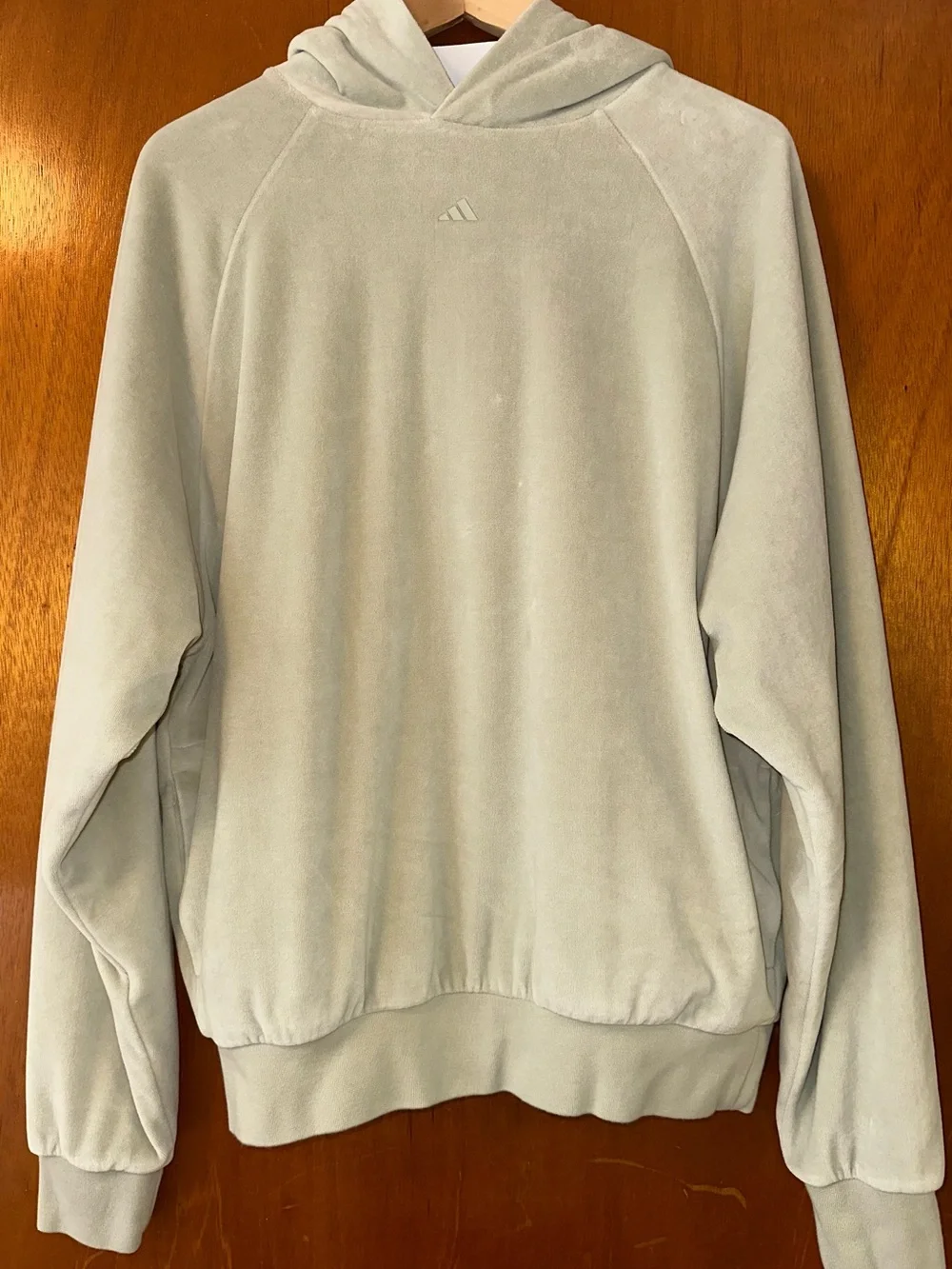 Adidas Men's Basketball Velour Back Logo Hoody in Halo Green S